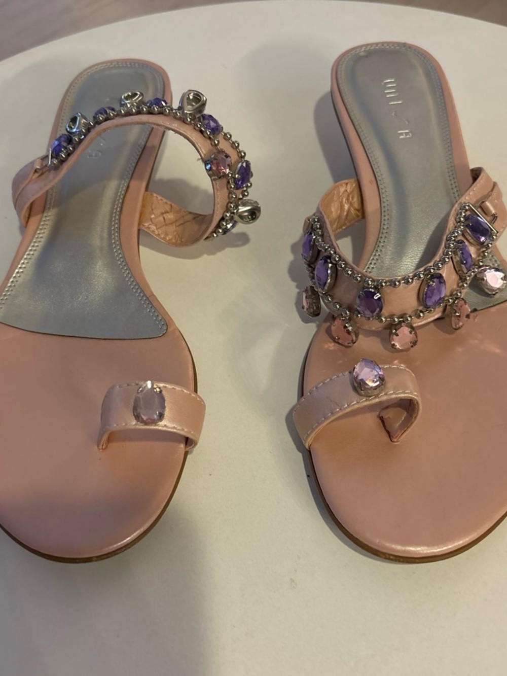 Unisa Pink Jeweled Slip-On Women's Sandals
